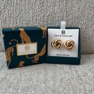 NEW House of Harlow 1960 Gold Knot Earrings
